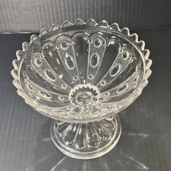 Antique US Glass, Kansas Pattern Jewel With Dewdrop Footed Compote Circa 1901 - Picture 1 of 12